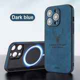 Magnetic Square Leather Shockproof deer Case For iPhone