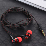 1pc Wired Earphone Stereo In-Ear 3.5mm Nylon Weave Cable Earphone