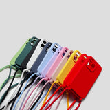 Liquid Silicone Phone Case with Lanyard For iPhone