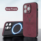 Magnetic Square Leather Shockproof deer Case For iPhone