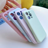 Flat Solid Color Minimalist Liquid Phone Case For iPhone