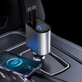 4 IN 1 Car Charger 100W Digital Display Retractable USB Interface for Samsung