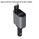 4 IN 1 Car Charger 100W Digital Display Retractable USB Interface for Samsung
