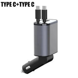 4 IN 1 Car Charger 100W Digital Display Retractable USB Interface for Samsung