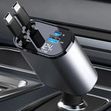 4 IN 1 Car Charger 100W Digital Display Retractable USB Interface for Samsung