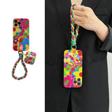 Graffiti Flower Woven Lanyard Phone Case for IPhone
