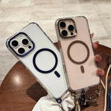 Crossbody Lanyard Necklace Transparent Magnetic Phone Case for iPhone