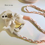 Solid Color Large Bow Back Clip Diagonal Extension Rope Universal Mobile Phone Lanyard