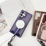 Lanyard Magnetic Folding Stand Phone Case For Samsung