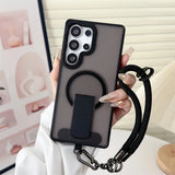 Lanyard Magnetic Folding Stand Phone Case For Samsung