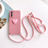 Lanyard Love Heart Silicone Case For Samsung