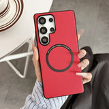 Leather Anti-fall Magnetic Mobile Phone Case For Samsung