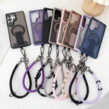 Lanyard Magnetic Folding Stand Phone Case For Samsung
