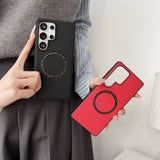 Leather Anti-fall Magnetic Mobile Phone Case For Samsung