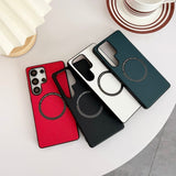 Leather Anti-fall Magnetic Mobile Phone Case For Samsung