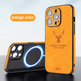 Magnetic Square Leather Shockproof deer Case For iPhone