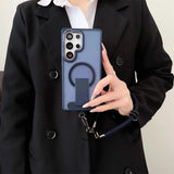 Lanyard Magnetic Folding Stand Phone Case For Samsung