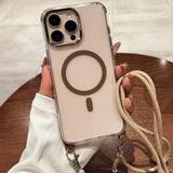 Crossbody Lanyard Necklace Transparent Magnetic Phone Case for iPhone