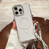 Crossbody Lanyard Necklace Transparent Magnetic Phone Case for iPhone