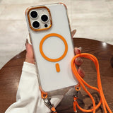 Crossbody Lanyard Necklace Transparent Magnetic Phone Case for iPhone
