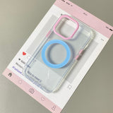 Contrast Color Transparent Magnetic Mobile Phone Case For iPhone