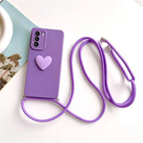 Lanyard Love Heart Silicone Case For Samsung