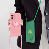 Lanyard Love Heart Silicone Case For Samsung