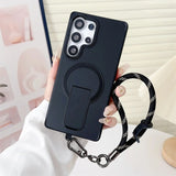Lanyard Magnetic Folding Stand Phone Case For Samsung