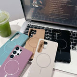 Shiny Simple Thin Circle Magnetic Phone Case For Samsung