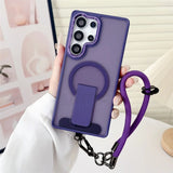 Lanyard Magnetic Folding Stand Phone Case For Samsung