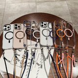 Crossbody Lanyard Necklace Transparent Magnetic Phone Case for iPhone