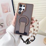 Lanyard Magnetic Folding Stand Phone Case For Samsung