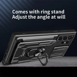 Slide Stand Ring Camera Military Grade Card Slot Case For Samsung