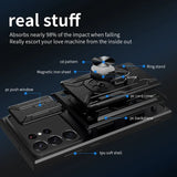 Slide Stand Ring Camera Military Grade Card Slot Case For Samsung
