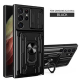 Slide Stand Ring Camera Military Grade Card Slot Case For Samsung