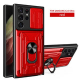 Slide Stand Ring Camera Military Grade Card Slot Case For Samsung