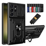 Slide Stand Ring Camera Military Grade Card Slot Case For Samsung