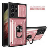 Slide Stand Ring Camera Military Grade Card Slot Case For Samsung