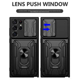 Slide Stand Ring Camera Military Grade Card Slot Case For Samsung