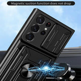 Slide Stand Ring Camera Military Grade Card Slot Case For Samsung