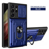 Slide Stand Ring Camera Military Grade Card Slot Case For Samsung
