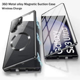 Custodia in vetro con schermo full surround a 360° in metallo magnetico in lega di alluminio per Samsung