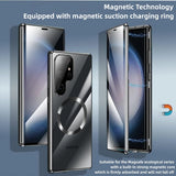 Custodia in vetro con schermo full surround a 360° in metallo magnetico in lega di alluminio per Samsung