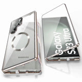 Custodia in vetro con schermo full surround a 360° in metallo magnetico in lega di alluminio per Samsung