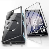 Custodia in vetro con schermo full surround a 360° in metallo magnetico in lega di alluminio per Samsung