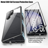 Custodia protettiva in vetro anti-peeping HD con schermo full surround magnetico a 360° in lega metallica per Samsung