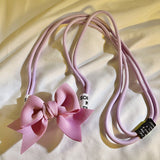 Solid Color Large Bow Back Clip Diagonal Extension Rope Universal Mobile Phone Lanyard