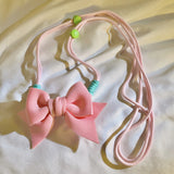 Solid Color Large Bow Back Clip Diagonal Extension Rope Universal Mobile Phone Lanyard