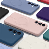 Square Liquid Silicone Magnetic Wireless Charge Case For Samsung