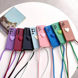 Lanyard Love Heart Silicone Case For Samsung